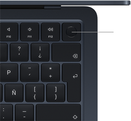 Teclado de una MacBook Air con Touch ID desde arriba